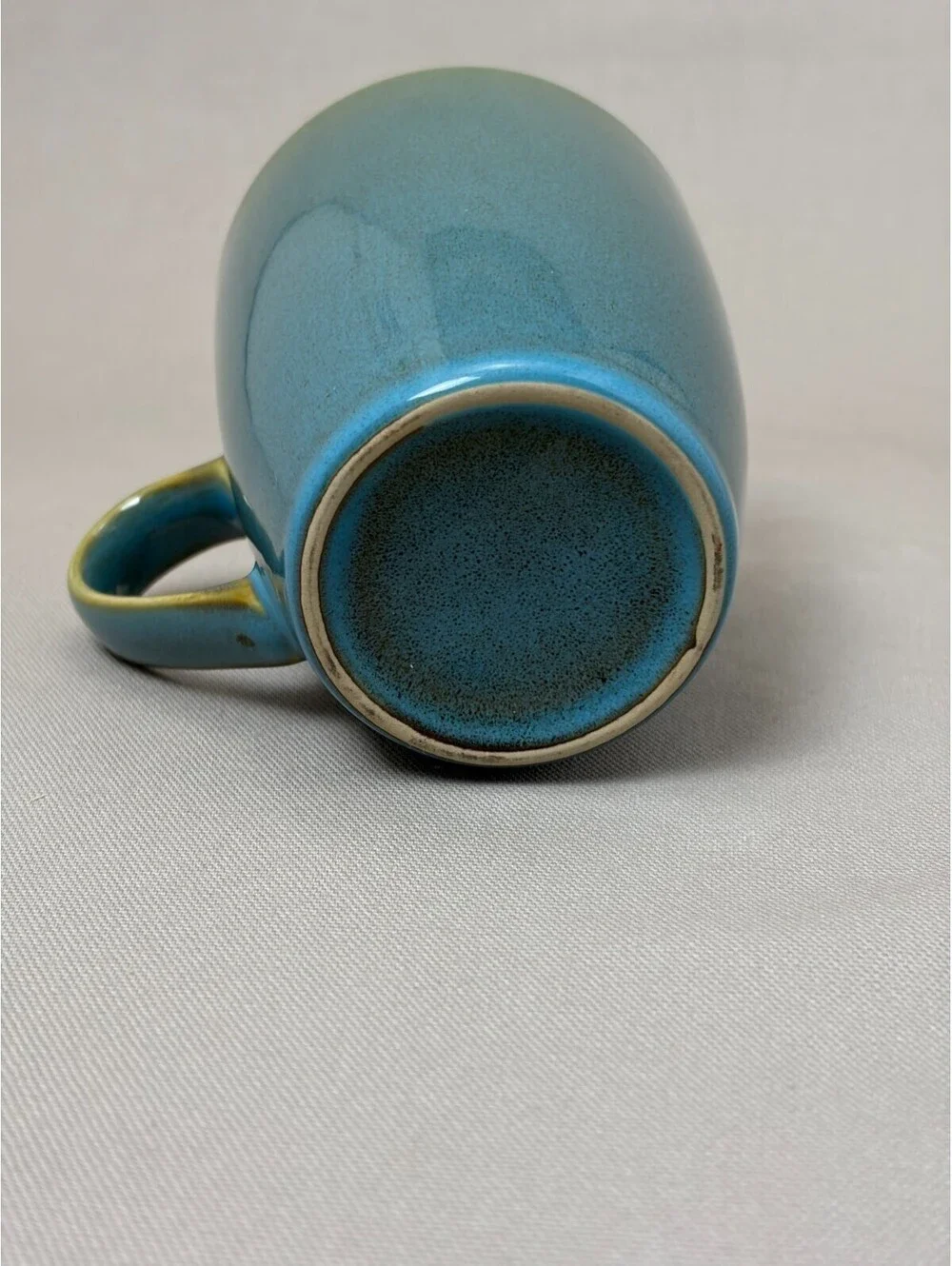 Teal Blue Brown Reactive Glaze Stoneware Coffee Mug Two Tone Ceramic Cup 12 oz